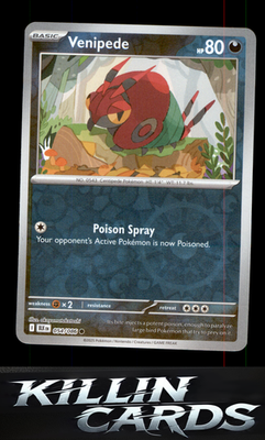 Reverse Holofoil Venipede 054/086 Pokemon Common SV: Black Bolt Card NM