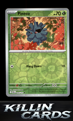 Reverse Holofoil Pineco 004/182 Pokemon Common SV10: Destined Rivals Card NM