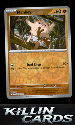 Reverse Holofoil Mankey 098/191 Pokemon Common SV08: Surging Sparks Card NM