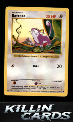 Rattata 061/102 Pokemon Common Base Set (Shadowless) Card LP