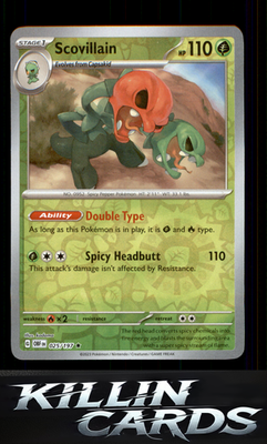 Reverse Holofoil Scovillain 025/197 Pokemon Rare SV03: Obsidian Flames Card LP