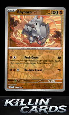 Reverse Holofoil Rhyhorn 111/165 Pokemon Common SV: Scarlet & Violet 151 Card NM