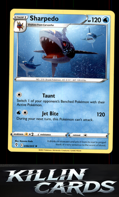 Sharpedo 036/203 Pokemon Rare SWSH07: Evolving Skies Card NM