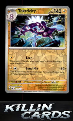 Reverse Holofoil Toxtricity 072/197 Pokemon Rare SV03: Obsidian Flames Card NM