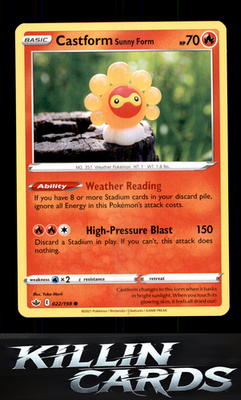 Castform Sunny Form 022/198 Pokemon Common SWSH06: Chilling Reign Card NM