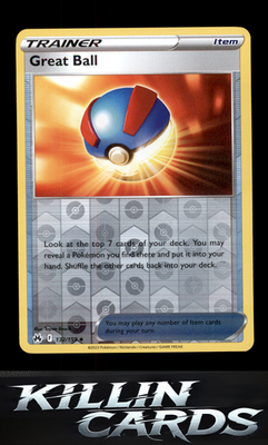 Reverse Holofoil Great Ball 132/159 Pokemon Uncommon Crown Zenith Card NM