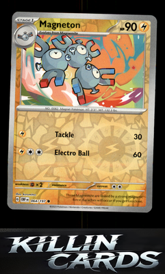 Reverse Holofoil Magneton 064/197 Pokemon Common SV03: Obsidian Flames Card NM