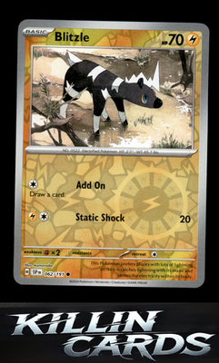 Reverse Holofoil Blitzle 062/191 Pokemon Common SV08: Surging Sparks Card NM