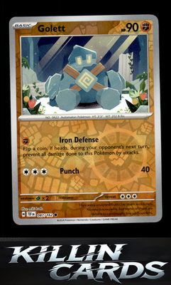 Reverse Holofoil Golett 087/162 Pokemon Common SV05: Temporal Forces Card NM