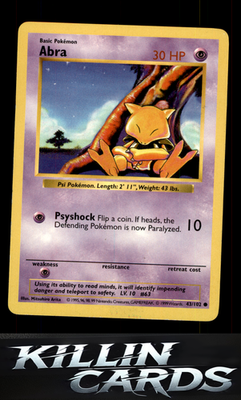 Abra 043/102 Pokemon Common Base Set (Shadowless) Card LP