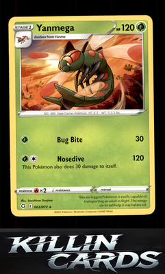 Yanmega 002/072 Pokemon Rare Shining Fates Card LP