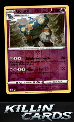 Reverse Holofoil Golurk 066/198 Pokemon Rare SWSH06: Chilling Reign Card NM
