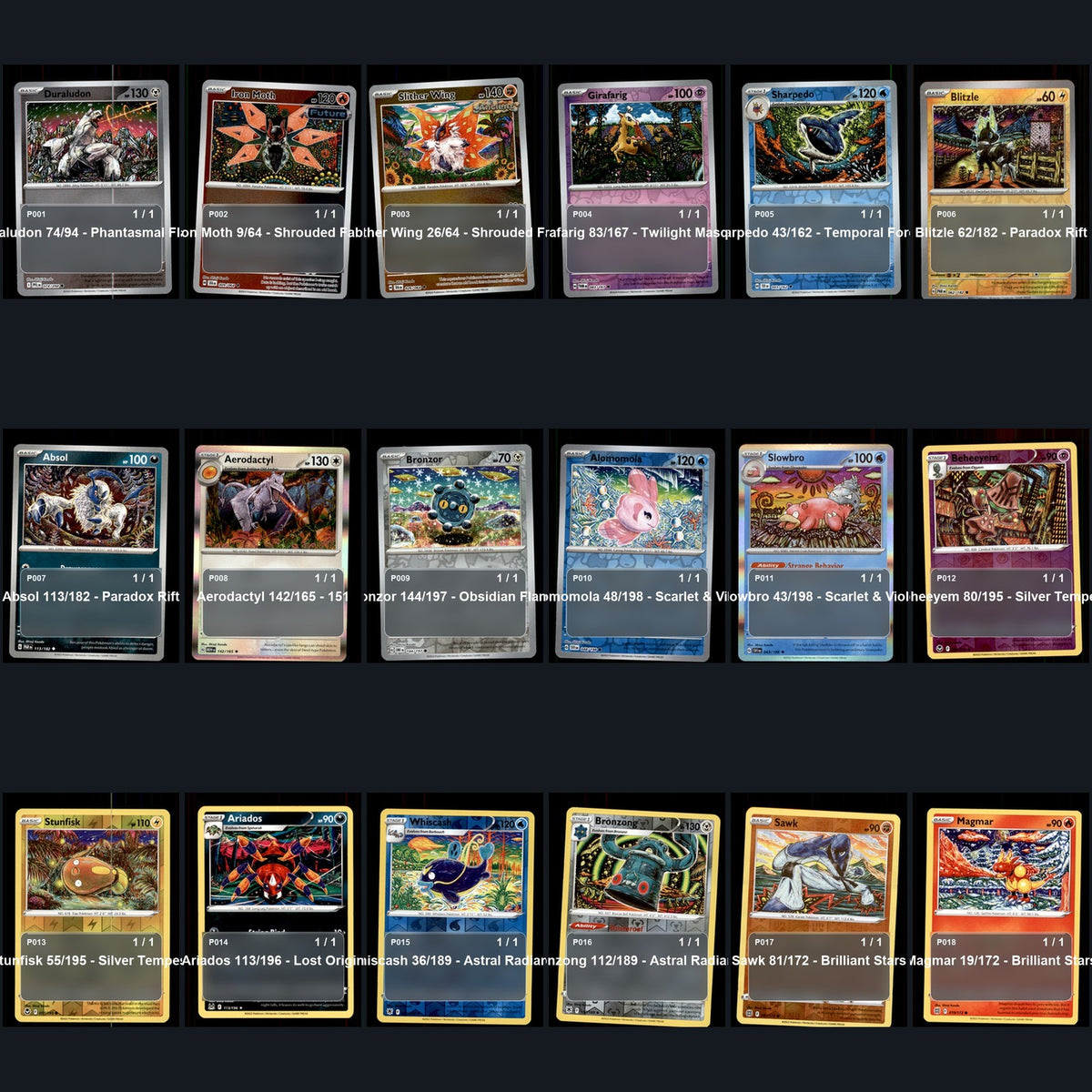 Pokemon TCG Shinji Kanda Artist Collection 18 Cards Lot