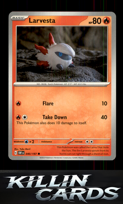 Larvesta 040/197 Pokemon Common SV03: Obsidian Flames Card NM