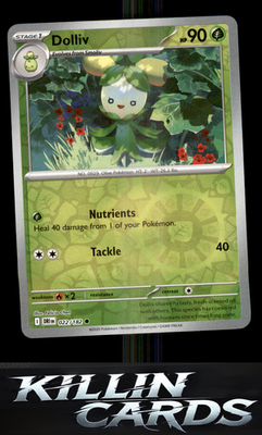 Reverse Holofoil Dolliv 022/182 Pokemon Common SV10: Destined Rivals Card NM