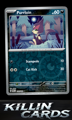 Reverse Holofoil Purrloin 114/182 Pokemon Common SV04: Paradox Rift Card NM