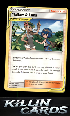 Mallow & Lana 198/236 Pokemon Uncommon SM - Cosmic Eclipse Card LP