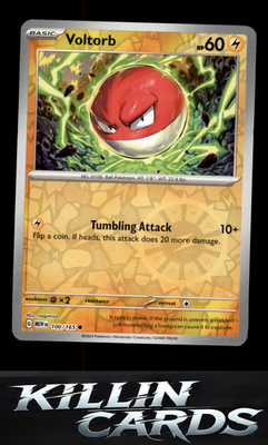 Reverse Holofoil Voltorb 100/165 Pokemon Common SV: Scarlet & Violet 151 Card NM