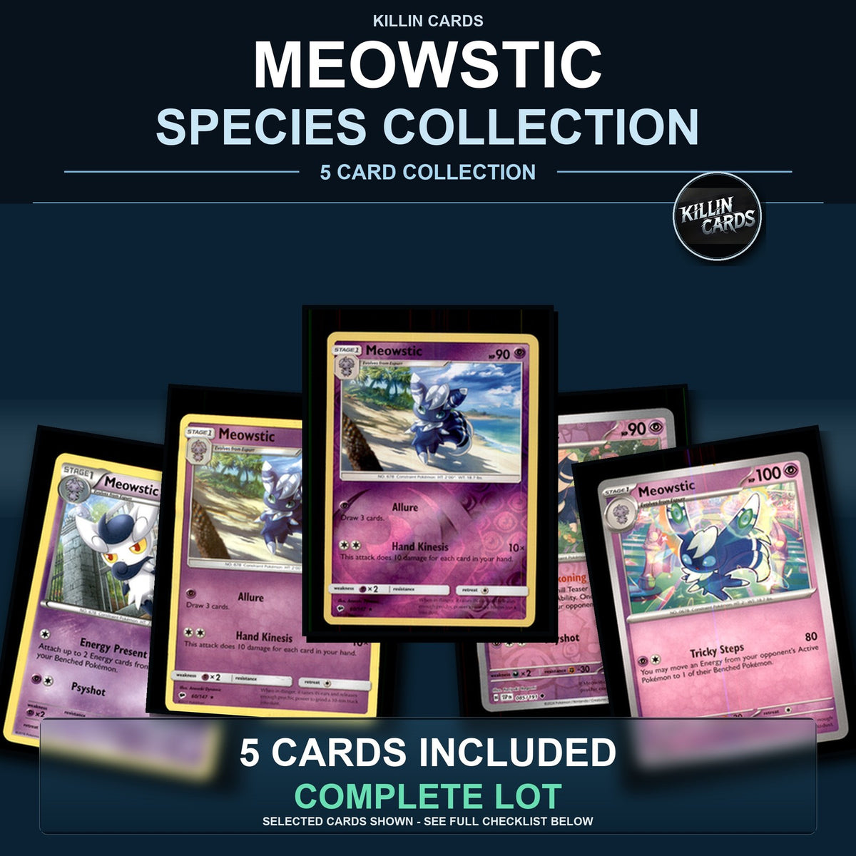 Pokemon TCG Meowstic Species Collection 5 Different Cards