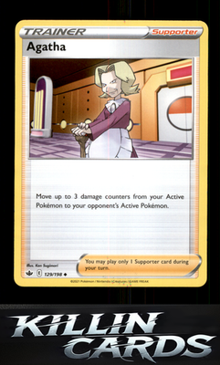 Agatha 129/198 Pokemon Uncommon SWSH06: Chilling Reign Card NM