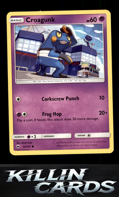 Croagunk 54/147 Pokemon Common SM - Burning Shadows Card NM