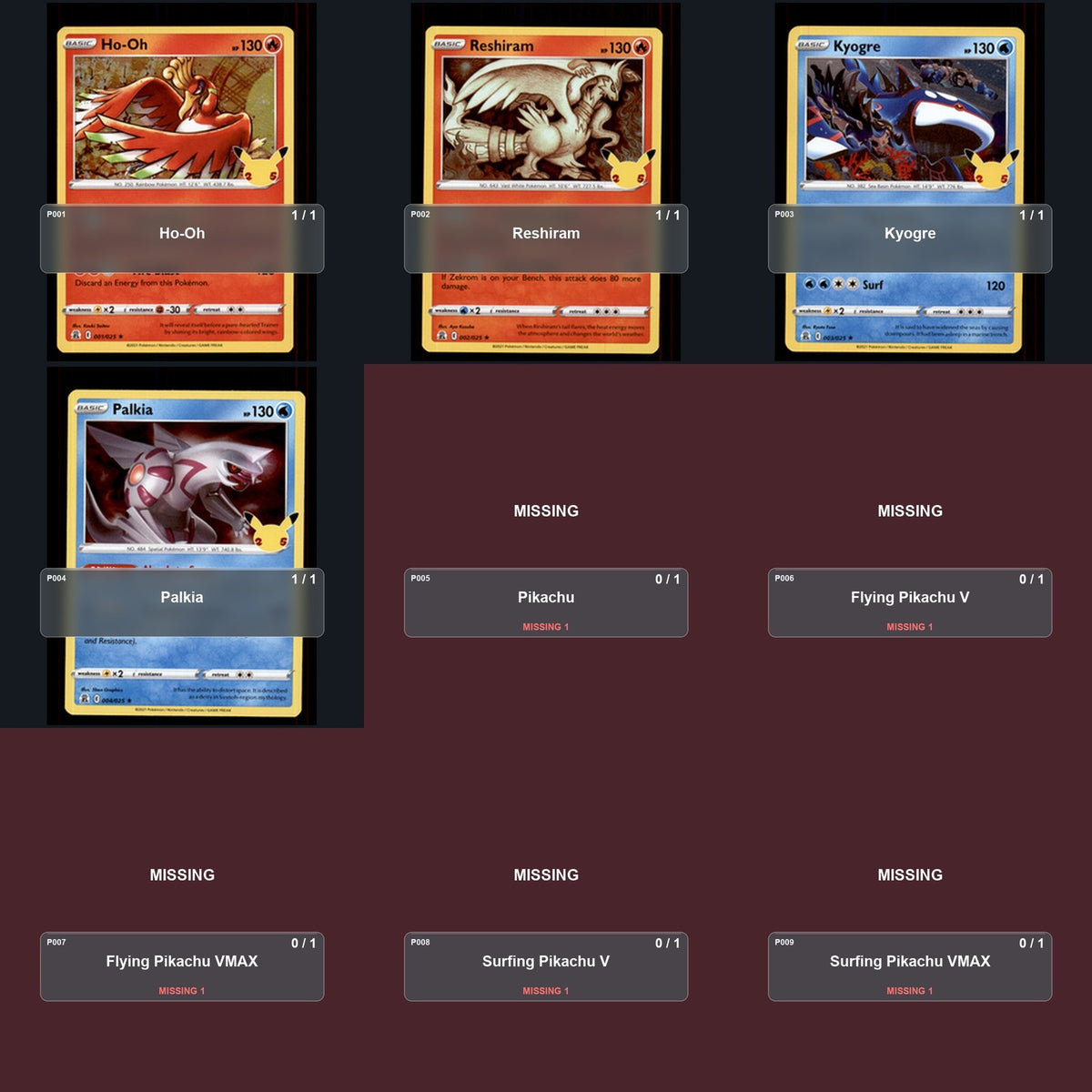 Pokemon TCG Celebrations Partial Master Set Lot 18 Cards Master Set Collection