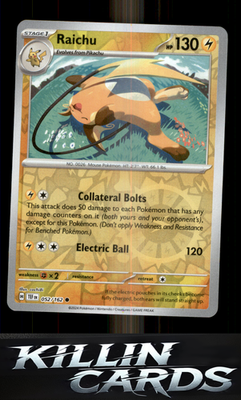 Reverse Holofoil Raichu 052/162 Pokemon Common SV05: Temporal Forces Card NM