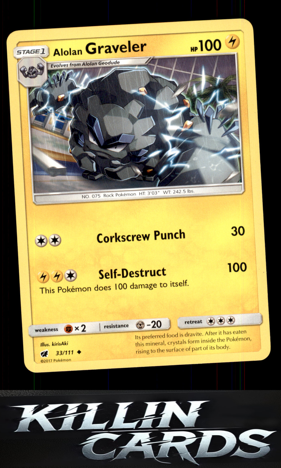 Alolan Graveler 33/111 Pokemon Uncommon SM - Crimson Invasion Card NM