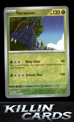 Reverse Holofoil Heracross 008/167 Pokemon Uncommon SV06: Twilight Masquerade Ca