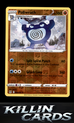 Reverse Holofoil Poliwrath 085/196 Pokemon Rare SWSH11: Lost Origin Card NM