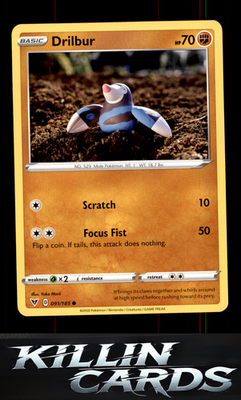 Drilbur 091/185 Pokemon Common SWSH04: Vivid Voltage Card NM