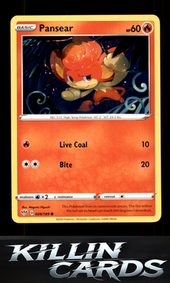 Pansear 026/189 Pokemon Common SWSH03: Darkness Ablaze Card NM