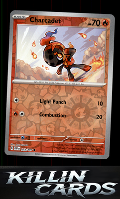 Reverse Holofoil Charcadet 043/197 Pokemon Common SV03: Obsidian Flames Card NM