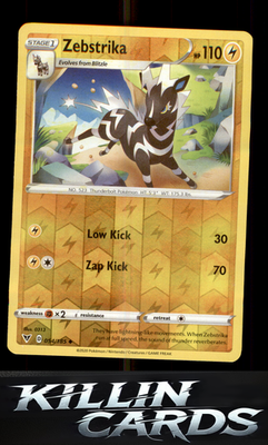 Reverse Holofoil Zebstrika 054/185 Pokemon Uncommon SWSH04: Vivid Voltage Card N