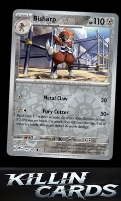 Reverse Holofoil Bisharp 149/197 Pokemon Common SV03: Obsidian Flames Card NM