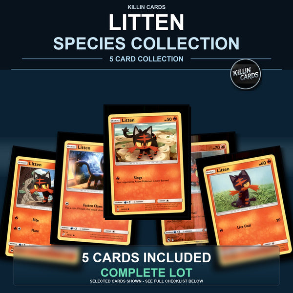 Pokemon TCG Litten Species Collection 5 Different Cards