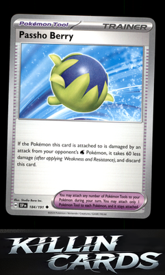 Passho Berry 184/191 Pokemon Uncommon SV08: Surging Sparks Card NM