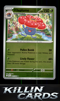 Reverse Holofoil Vileplume 003/094 Pokemon Rare ME02: Phantasmal Flames Card NM