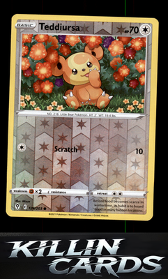 Reverse Holofoil Teddiursa 126/203 Pokemon Common SWSH07: Evolving Skies Card NM