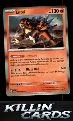 Entei 030/197 Pokemon Rare SV03: Obsidian Flames Card NM