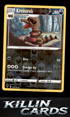 Reverse Holofoil Krokorok 108/185 Pokemon Uncommon SWSH04: Vivid Voltage Card NM