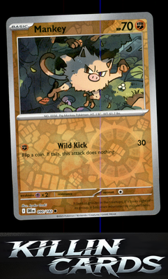 Reverse Holofoil Mankey 090/182 Pokemon Common SV10: Destined Rivals Card NM