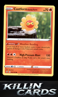 Castform Sunny Form 022/198 Pokemon Common SWSH06: Chilling Reign Card NM