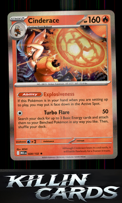Cinderace 028/132 Pokemon Rare ME01: Mega Evolution Card NM