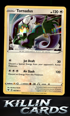 Tornadus 142/185 Pokemon Holo Rare SWSH04: Vivid Voltage Card NM