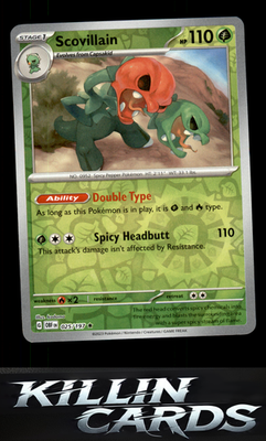 Reverse Holofoil Scovillain 025/197 Pokemon Rare SV03: Obsidian Flames Card NM