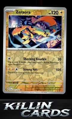 Reverse Holofoil Zeraora 057/162 Pokemon Uncommon SV05: Temporal Forces Card NM