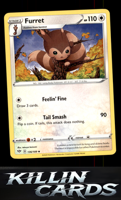 Furret 136/189 Pokemon Uncommon SWSH03: Darkness Ablaze Card NM