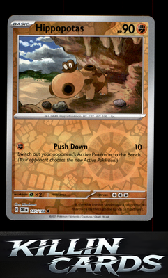 Reverse Holofoil Hippopotas 105/182 Pokemon Common SV10: Destined Rivals Card NM