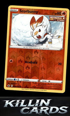 Reverse Holofoil Scorbunny 026/198 Pokemon Common SWSH06: Chilling Reign Card NM